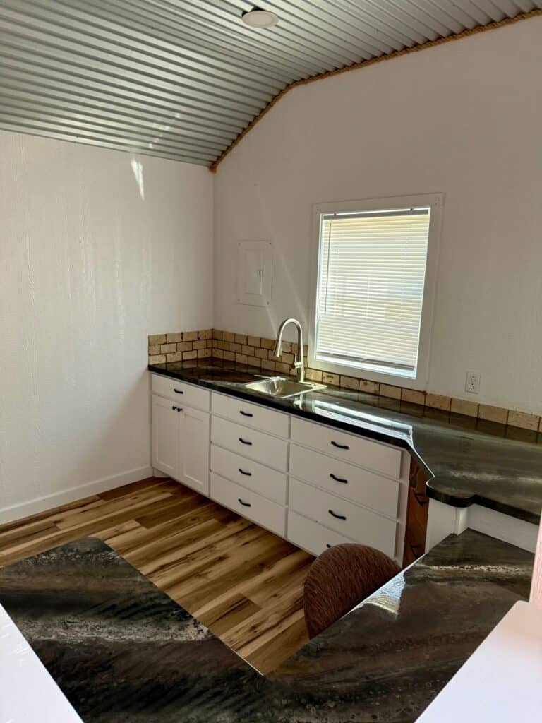16x36 Outpost cabin office for sale Lott Texas Used Full Interior Finish (12) 16x36 Outpost: Office w/ Corner porch: Used