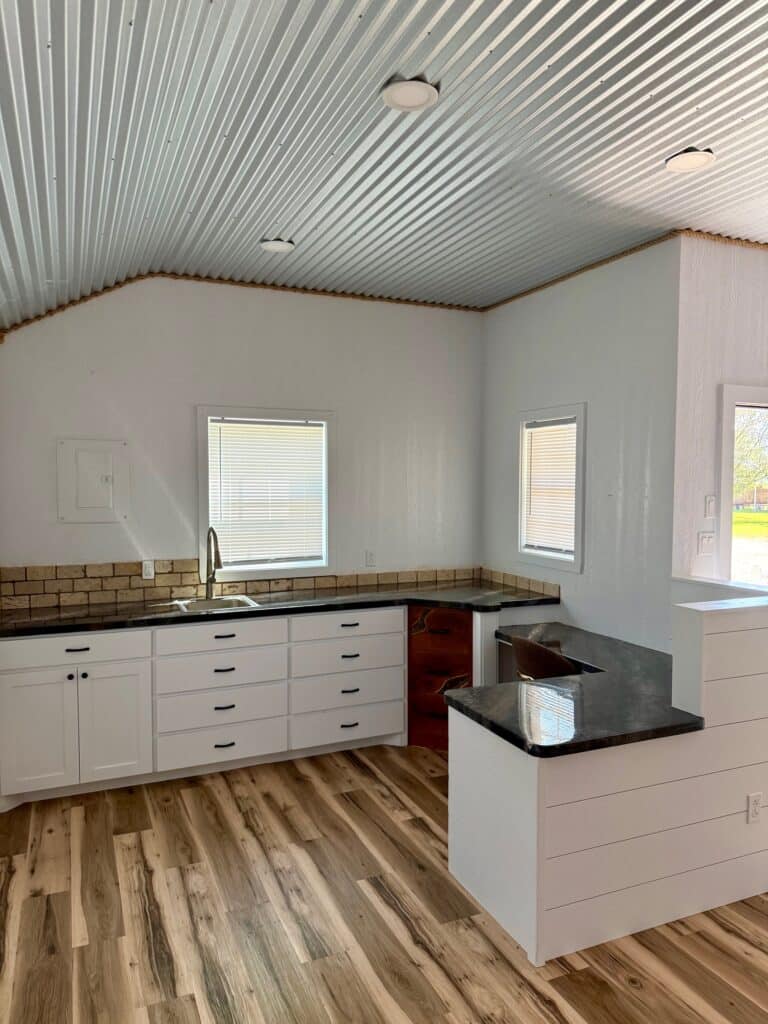 16x36 Outpost cabin office for sale Lott Texas Used Full Interior Finish (13) 16x36 Outpost: Office w/ Corner porch: Used
