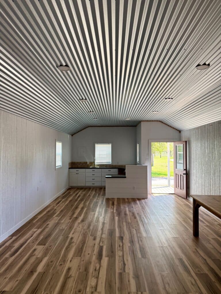 16x36 Outpost cabin office for sale Lott Texas Used Full Interior Finish (8) 16x36 Outpost: Office w/ Corner porch: Used