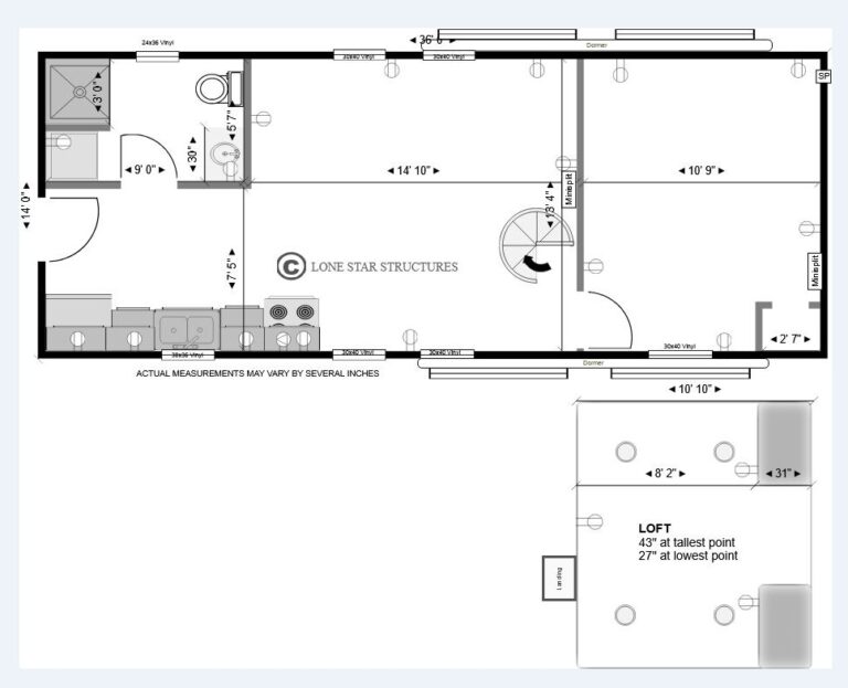 175061625 14x36 Finished Interior cabin for sale floorplan 14x36 Mesquite Cabin, Finished Interior